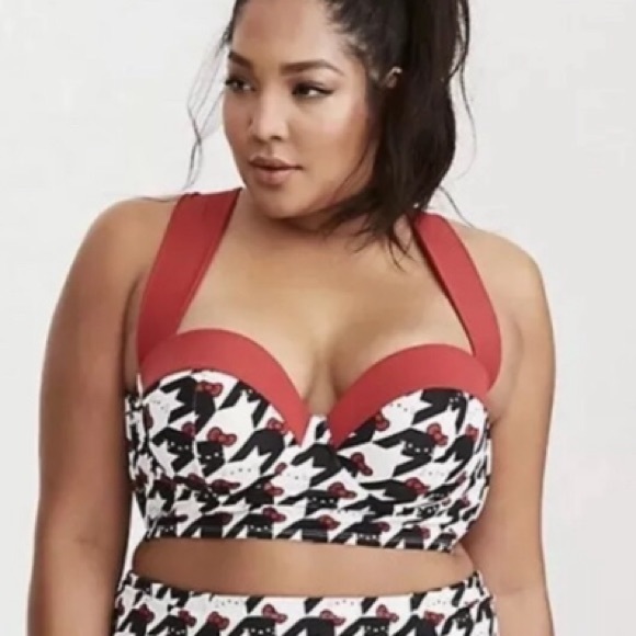 Torrid Hello Kitty Gingham Bikini Top SZ 10 NWT